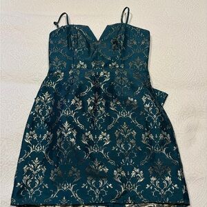 Altar'd State Teal and Gold Mini Dress